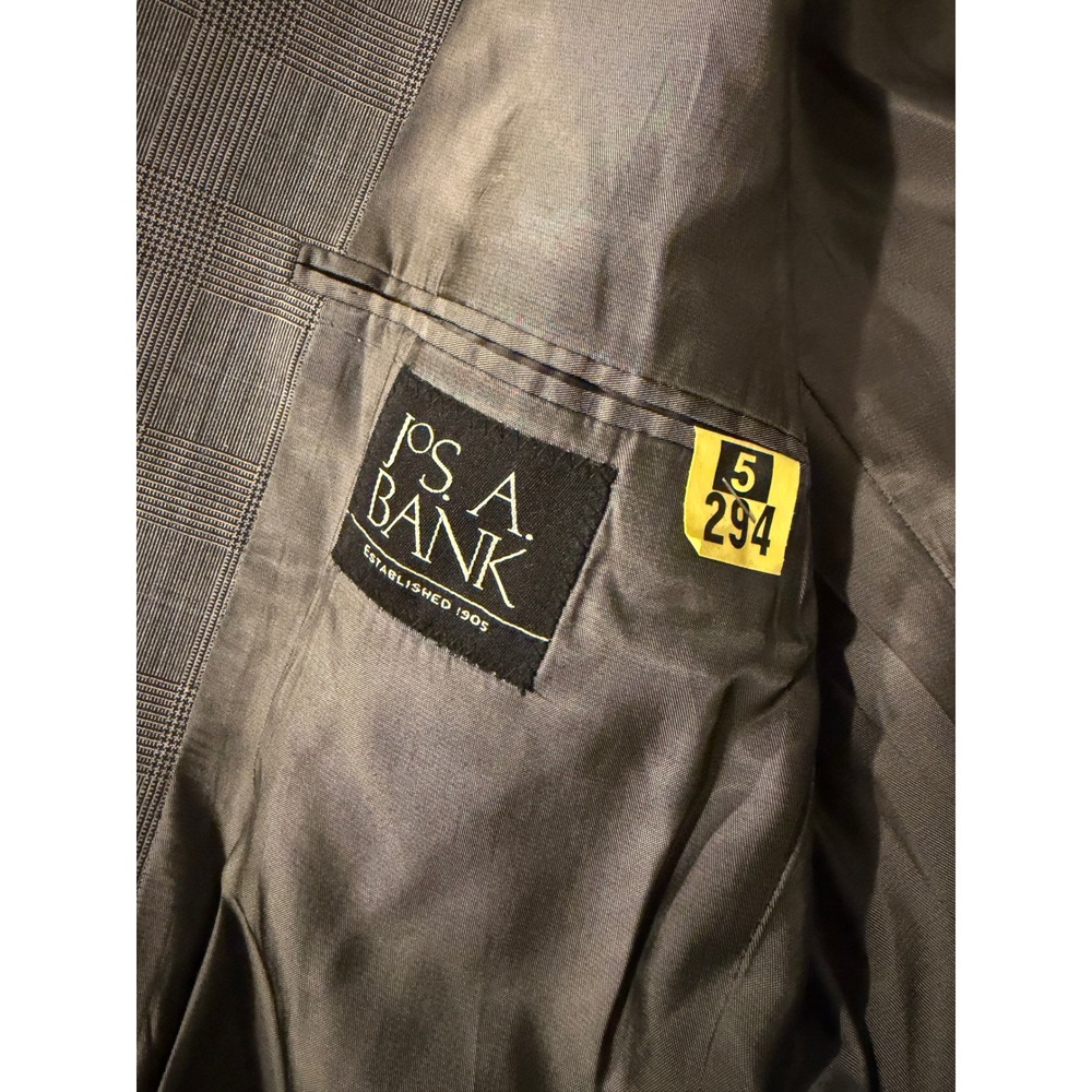 Jos. A. Bank Mens 42L Grey Glen Plaid 100% Wool 2-Piece Suit Pleated Pants 36L - Picture 4 of 12